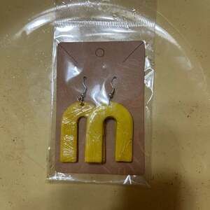 Anna Clayton Jewelry Bright Yellow Scallop Wave Resin Arch Earrings